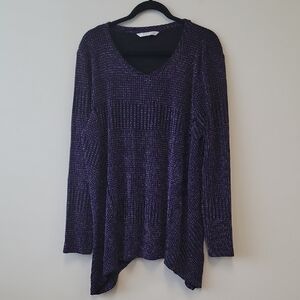 Erin London Sparkly Knit Top With Ruffles